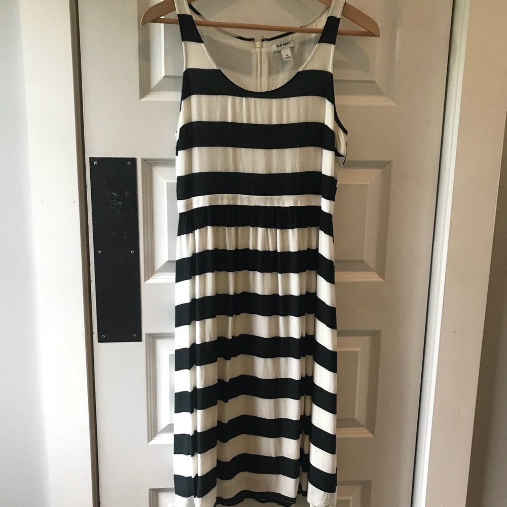 Black & White striped midi dress